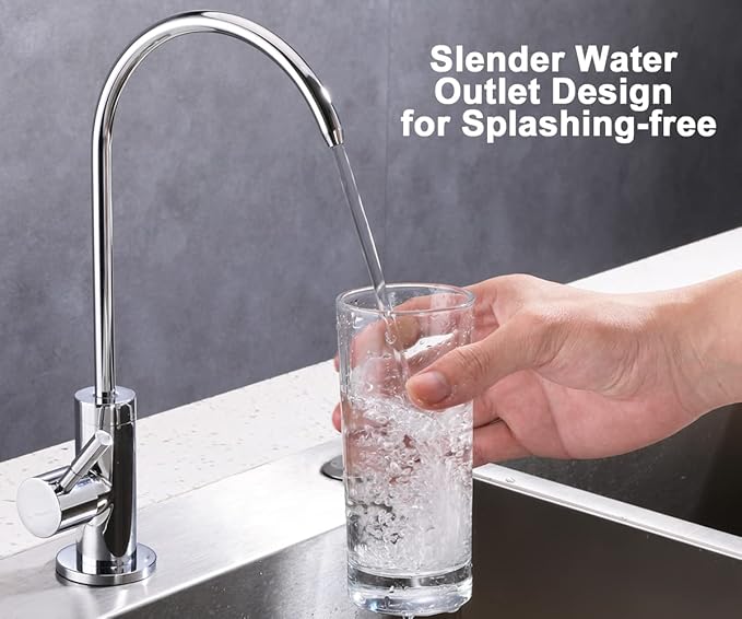 ESOW Kitchen Water Filter Faucet, 100% Lead-Free Drinking Water Faucet Fits Most Reverse Osmosis Units or Water Filtration System in Non-Air Gap, Stainless Steel 304 Body Polished Chrome Finish