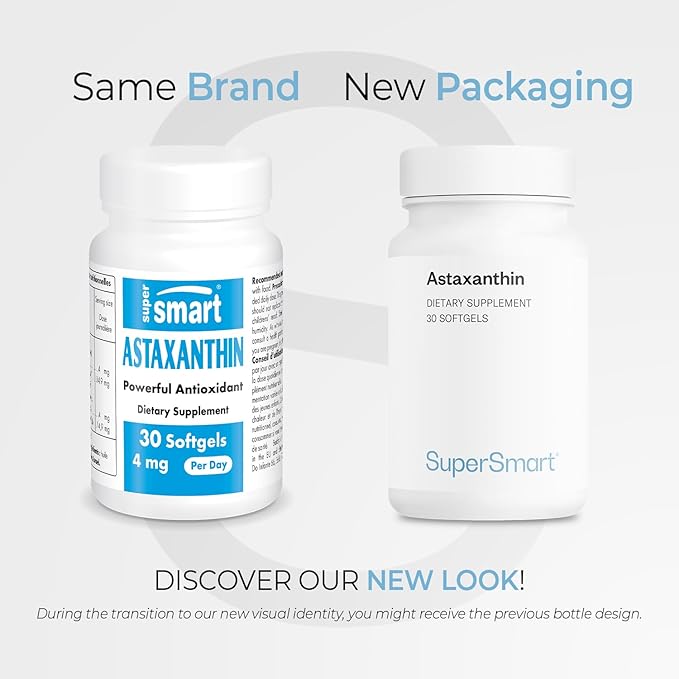 Supersmart - Astaxanthin 4 mg Per Day - Powerful Antioxidant Carotenoid | Non-GMO & Gluten Free - 30 softgels