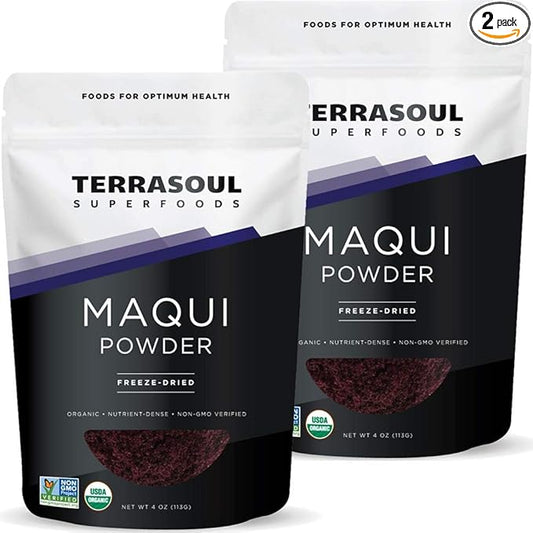 Terrasoul Superfoods Organic Maqui Berry Powder, 8 Oz (Pack of 2), Freeze-Dried, Antioxidant-Rich Superfood for Smoothies, Desserts, and Immune Support