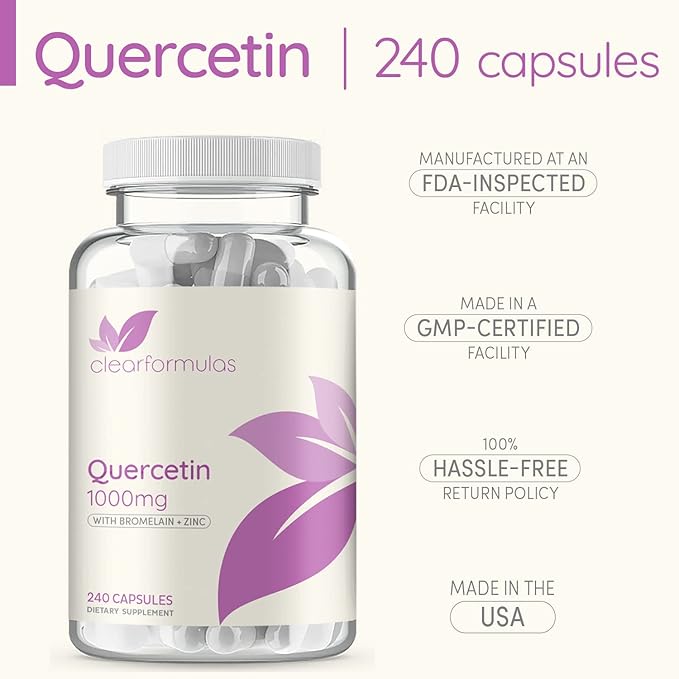 Advanced Zinc Quercetin with Bromelain Formula - Triple Immune Support Quercetin Complex for Daily and Seasonal Immune System Wellness Support - Made in a cGMP American Facility (120 Servings)