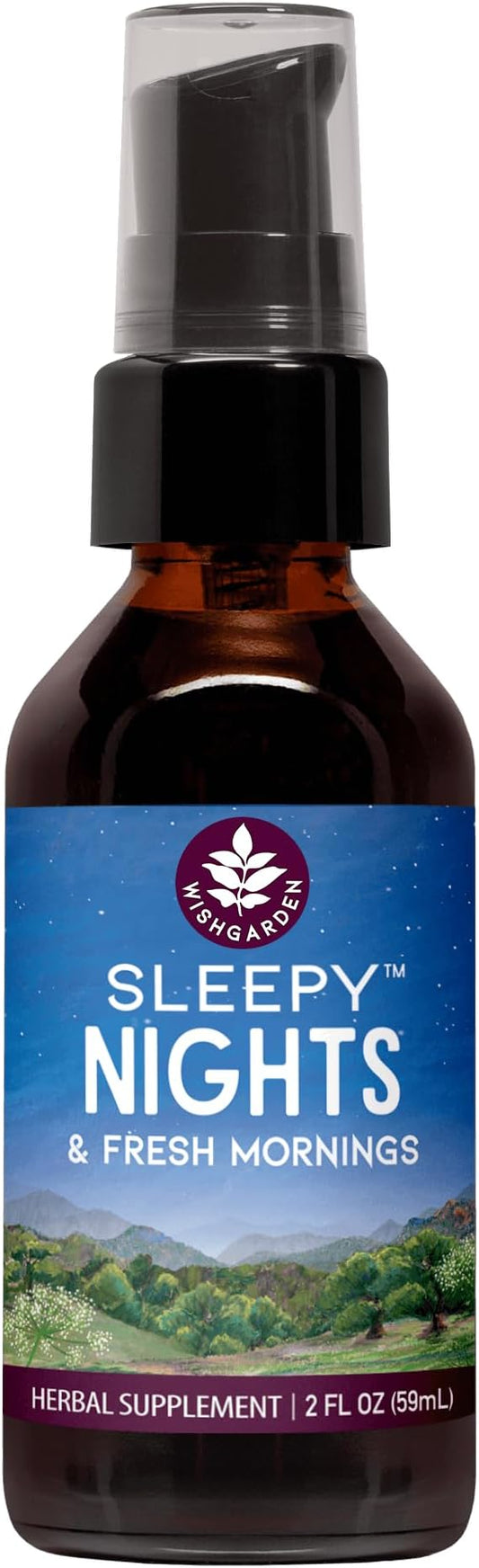 WishGarden Herbs Sleepy Nights & Fresh Mornings - All-Natural Herbal Sleep Aid Tincture, Organic Sleep Supplement with Passionflower, Hops and Scullcap, Supports Deep Sleep & Healthy Sleep Cycles, 2oz