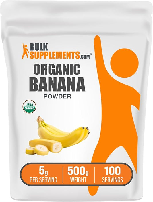 BulkSupplements.com Organic Banana Powder - Banana Fruit Powder, Nutrient Rich - Air-Dried & Gluten Free, 5g per Serving, 500g (1.1 lbs) (Pack of 1)