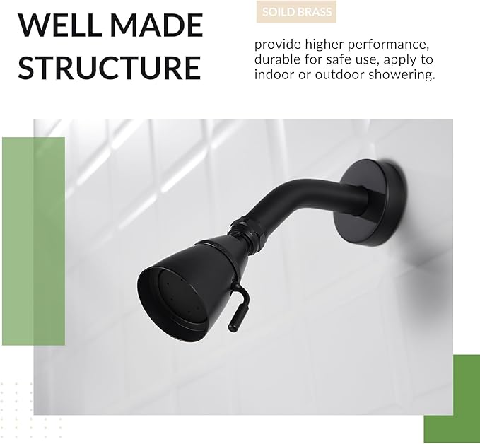 APLusee Matte Black High Flow Replacement Shower Head, Metal Brass Flexible Bathroom Shower Sprayer