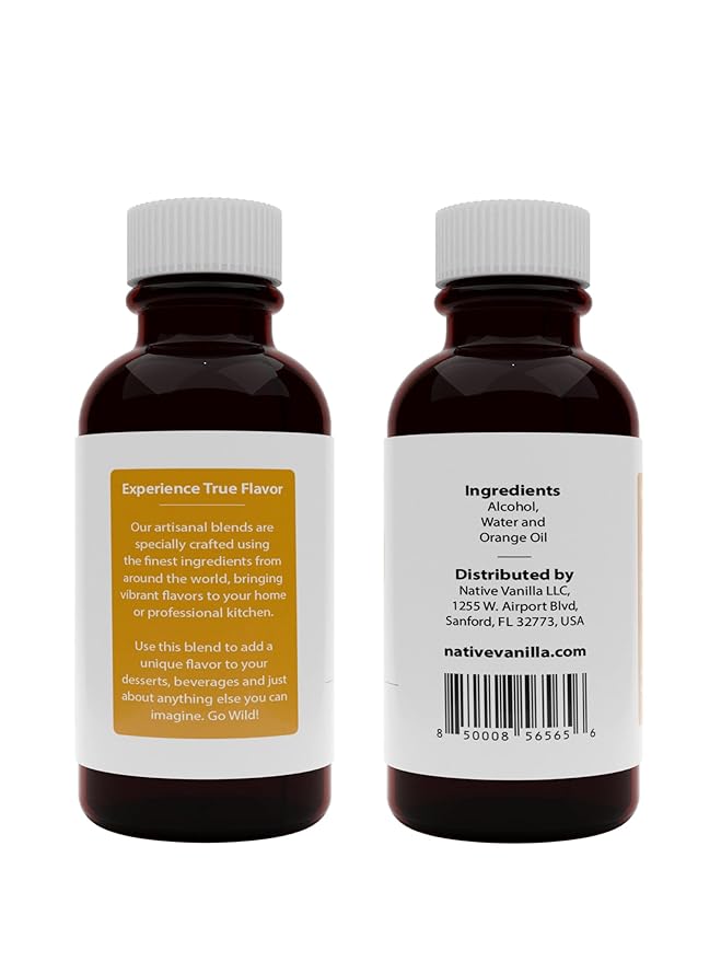 Native Vanilla - Pure Orange Extract - 4 Fl Oz - Pure Flavors and Extracts - Perfect for Cooking, Baking, and Dessert Crafting