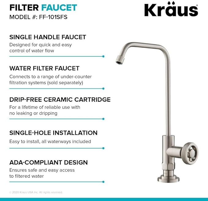 KRAUS Urbix 100% Lead-Free Kitchen Water Filter Faucet in Spot Free Stainless Steel, FF-101SFS