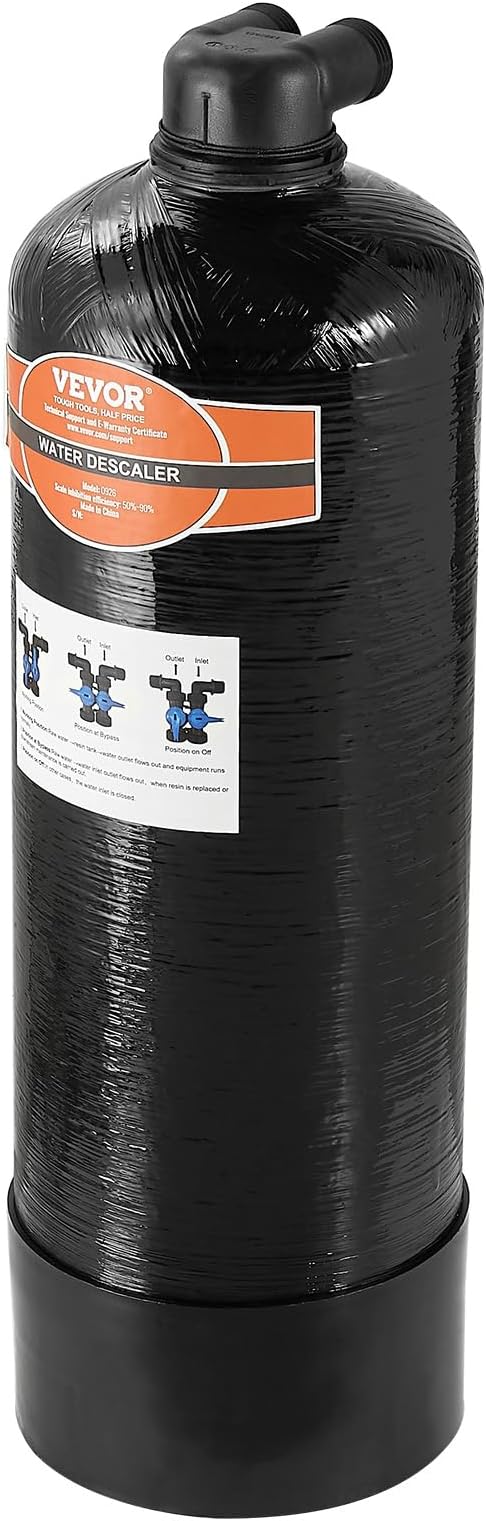 VEVOR Whole House Salt Free Descaler, Water Filter for City Water, 600,000 Gallon Whole House Water Descaler for All Kinds of Plumbing Pipes, 1" NPT & 3/4" NPT, for 2-3 Person Family