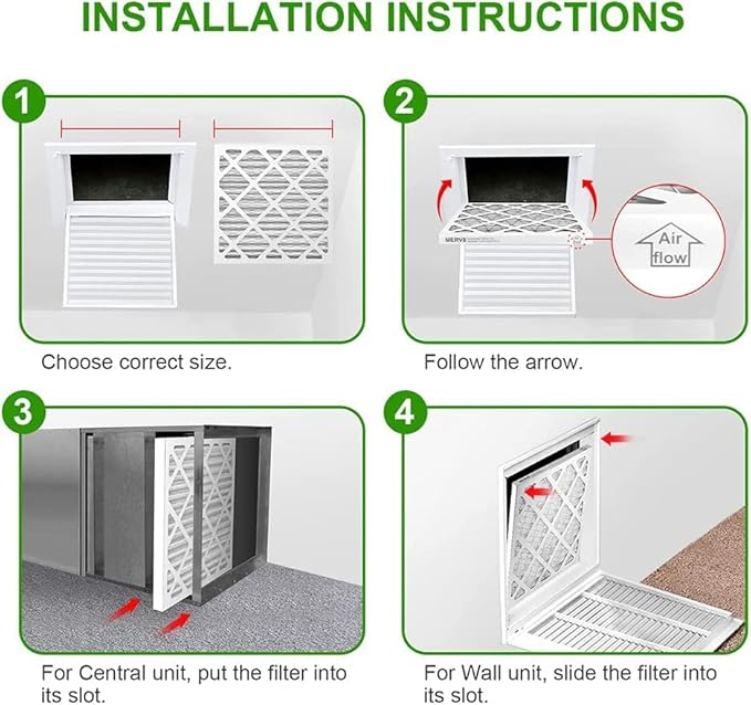 12x12x1 AC Furnace Air Filter MERV 11 (2 Pack) MPR 1000 FPR 7 HVAC Pleated Filters for Home (exact dimensions 11.81x11.81x0.79 inches)