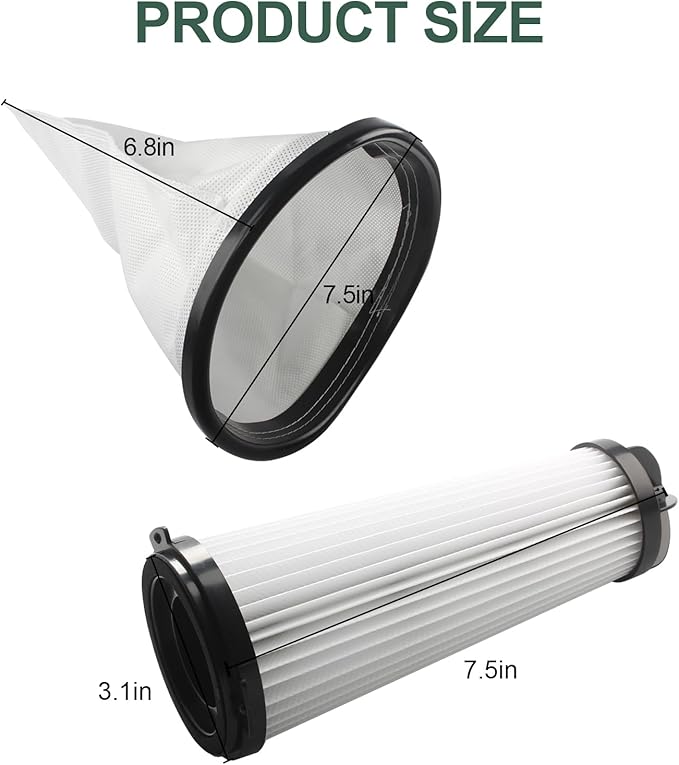 2KE2105000 HEPA Cloth Bag Liner and 2KE2110000 Replacement Filter Fit for Hoover Shoulder Vac Pro Vacuum Cleaner C2401 and for Royal RY4000, RY4001 backpack Vacuum