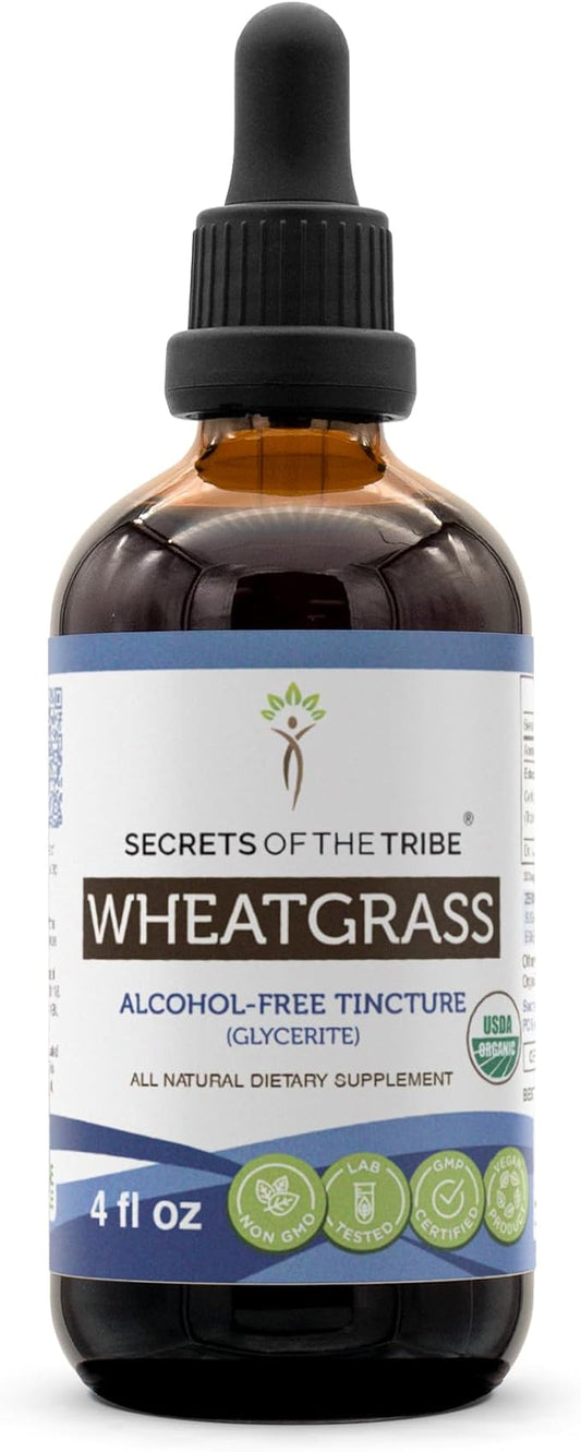 Secrets of the Tribe Wheatgrass Alcohol-Free Liquid Extract, USDA Organic Wheatgrass (Triticum aestivum) Dried Leaf (4 FL OZ)