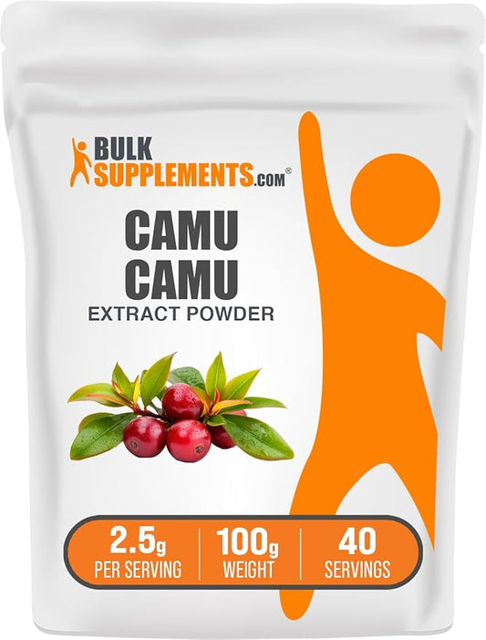 BulkSupplements.com Camu Camu Extract Powder - Superfood Supplement, Herbal Supplement - Vegan & Gluten Free, 2.5g per Serving, 100g (3.5 oz) (Pack of 1)