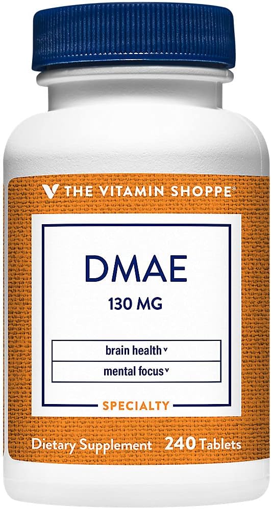 The Vitamin Shoppe DMAE 130MG (DIMETHYLAMINOETHANOL), Supports Brain, Focus, Attention and Energy Supplement (240 Tablets)