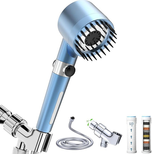 Shower Head with Handheld,Filtered Shower Heads High Pressure, High Flow Even with Low Water Pressure-Hand Held Showerhead Set, Filtered Showerhead with 59″Replacement Hose/Bracket/Cotton Filters