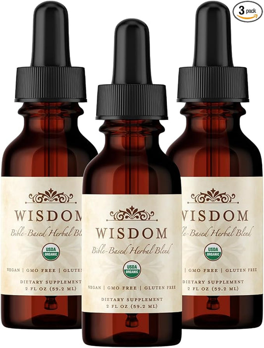 Organic Turmeric, Frankincense and Myrrh – Herbal Supplement Blend for Energy, Detox, Focus, Immunity & Stress – Non-GMO Vegan Tonic with Milk Thistle – Wisdom Bible Based Blend – 2oz Liquid Drops
