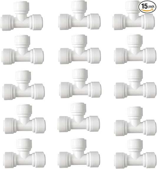 15 pcs 1/4" Tee 3 Way Tube Quick Connect Push Fit RO Water Reverse Osmosis System