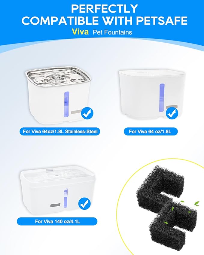12+12 Pack Pet Water Fountain Filter Kit Fit for Viva Pet Water Fountains for Cats and Dogs, Replacement Carbon Filters Compatible with PetSafe Outlast Fountain