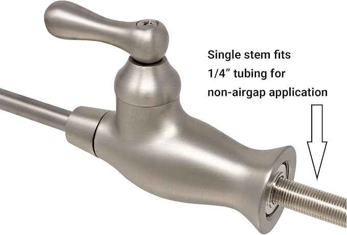 Non-airgap RO Faucet Reverse Osmosis Drinking Water Filtration System Water Dispenser Spout (Satin Nickel). Vase Style with Faucet Wrench RO-FW148. NSF Certified.