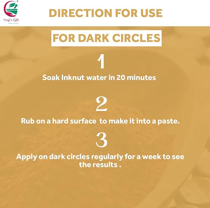 Haritaki /Inknut for Dark Circles | 8 Ounce (227 Grams) | 100% Naturally Dried Whole herb | Terminalia chebula | by Yogi's Gift®