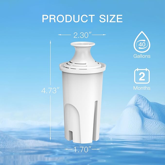 3-Pack Standard Water Filter Replacements for Brita® Water Pitchers and Dispensers, NSF Certified to Reduce Chlorine and Bad Taste, BPA free