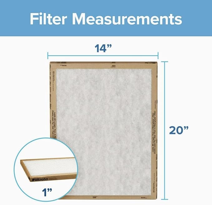 Filtrete 14x20x1 Air Filter, 3M MERV 1 HVAC AC Furnace Filter Replacement, 6-Pack (Actual Size 13.81x19.81x0.88 inches)