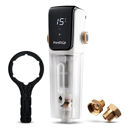 PDR-ARB100WSP Spin Down Sediment Water Filter, Auto Flushing Module with Touch-Screen, Reusable Whole House Sediment Filter for Well Water w/Scraper, 100-Micron Prefilter Filtration System