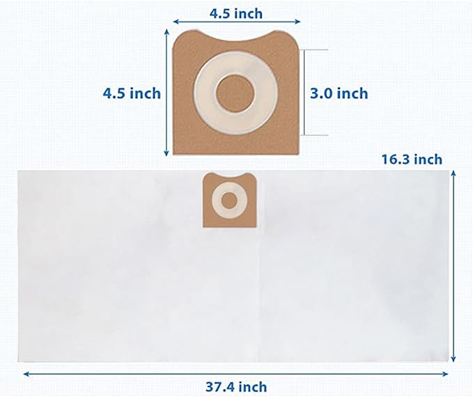 2 Pack VF6000 5-Layer Replacement Filter for Ridgid 5-20 Gallon Wet Dry Vacuums,2 Pack VF3502 Replacement Vacuum Bags Compatible with Ridgid Wet/Dry Vacuum 12-16 Gallon