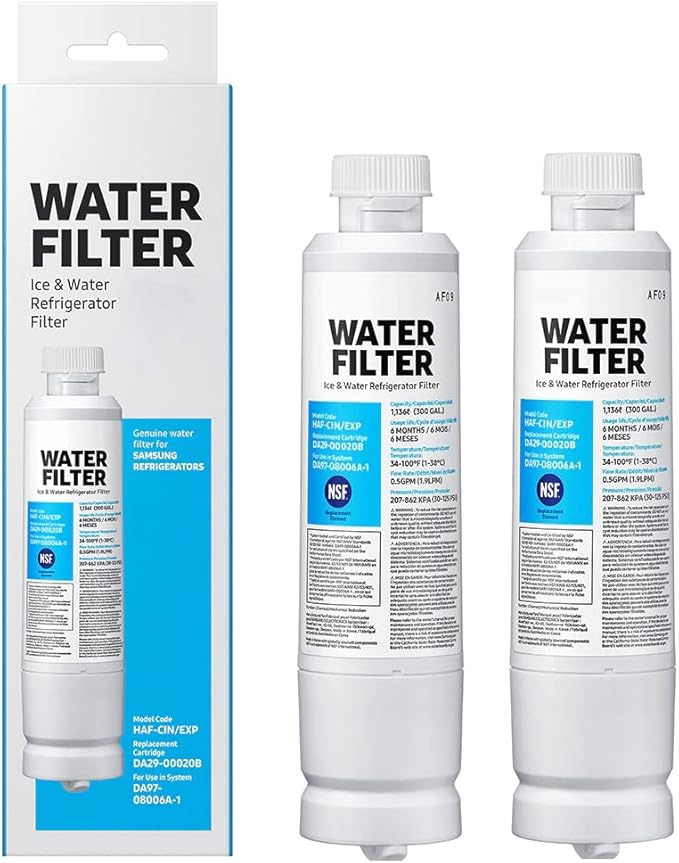 Replacement Refrigerator Water Filter, Compatible with DA29-00020B, DA97-08006A-1, HAF-CIN/EXP, 2 Pack