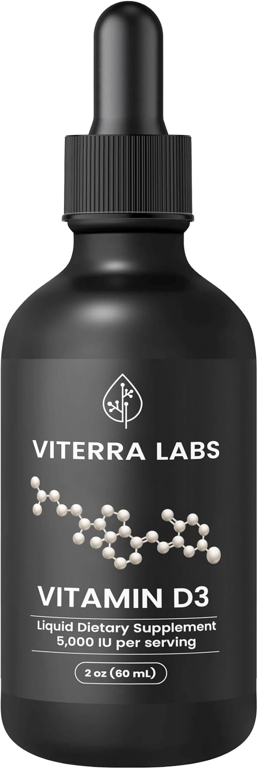 Liquid Vitamin D3 Drops 5000 IU – High Absorption for Immune & Bone Support – Tasteless, Non-GMO, Adjustable Dosing – 2 Ingredients (Vitamin D + Organic MCT Oil) – 2 oz (60 Servings)