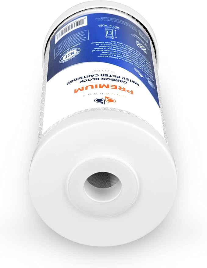 Aquaboon 5 Micron 10 x 4.5 Premium Carbon Filter Cartridge Whole House CTO Block Water Filter Replacement Compatible with FXHTC, CB-BB-10, 6-Pack