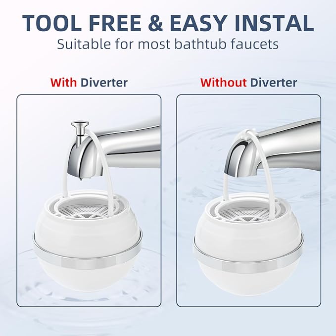 Bath Water Filter, Bathtub Water Filter, Bath Filter for Tub，Bath WaterFilter for Tub Faucet - BPA Free - White