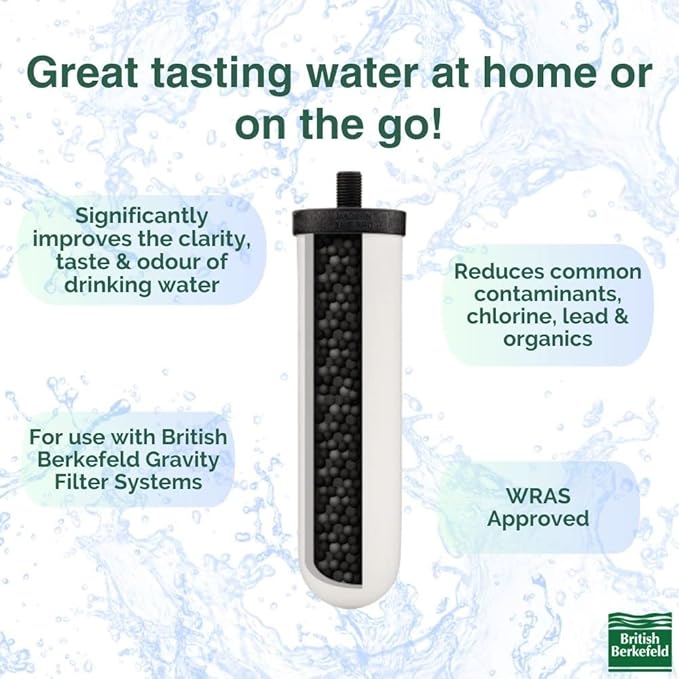British Berkefeld Doulton Water Candle Compatible with Berkey Filter Replacement for BB9-2 Gravity Water Filter Systems 3 - Pack