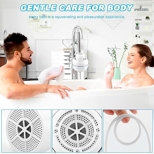 Bath Filter for Tub,Bath Water Filter for Tub Faucet with Overflow,WaterFilter Remove contaminants,Hard Water Softener,Enhances The Health of Skin, Hair, Nails(White)