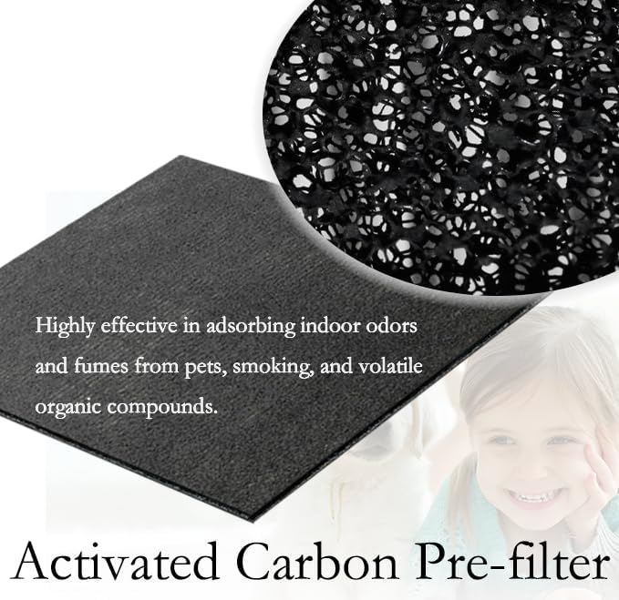 A2 Size H13 True HEPA Replacement Filter, Compatible with Filtrete Room Air Purifier Devices FAP-C02-A2, FAP-C03-A2, FAP-T03-A2, Part # 1150101, 2 HEPA + 2 Carbon pre-filters, 2 Pack