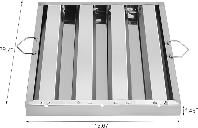 New Star Foodservice 54323 Stainless Steel Hood Filter, 16" W x 20" H, Set of 6
