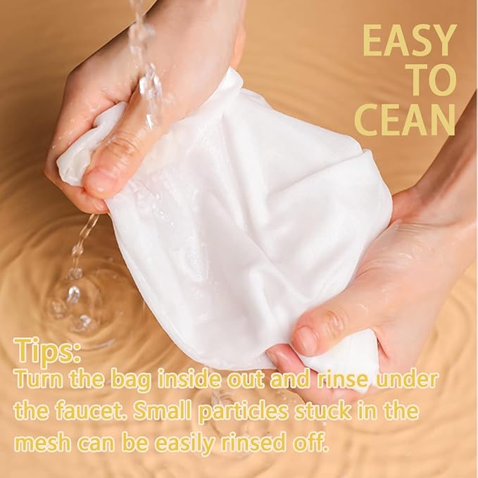 3 PCS Fine Mesh Strainer Bags with Handle, Reusable Nut Milk Bag Thai Tea Strainer, Cheesecloth for Straining NutMilk Coffee Milk Juices Honey Wine Oil