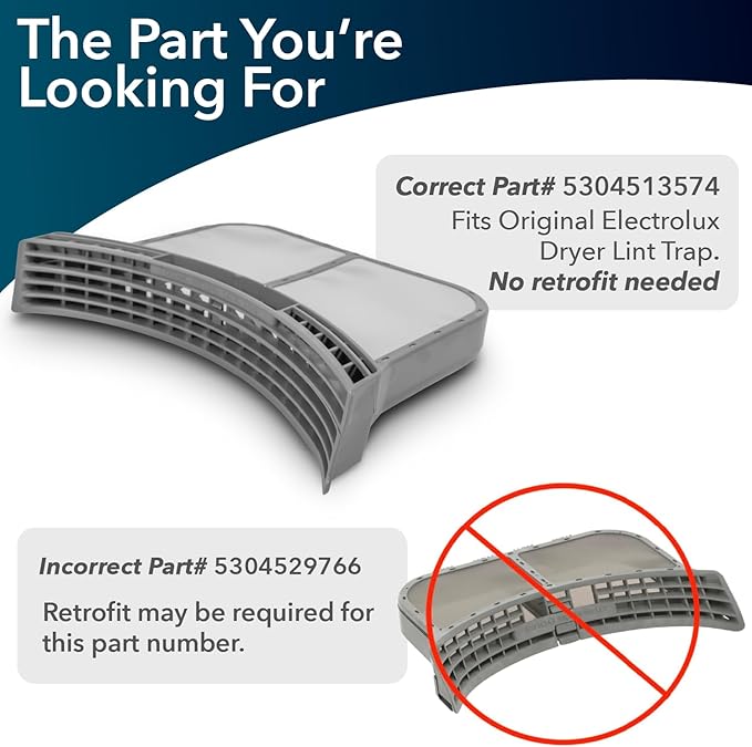 Generic 5304513574 DRYER LINT TRAP FILTER - Dryer Lint Screen Filter Trap Assembly Replacement for Electrolux/Frigidaire Dryers Filter Assembly, Lint, Clamshell. Fits Pre Retrofit