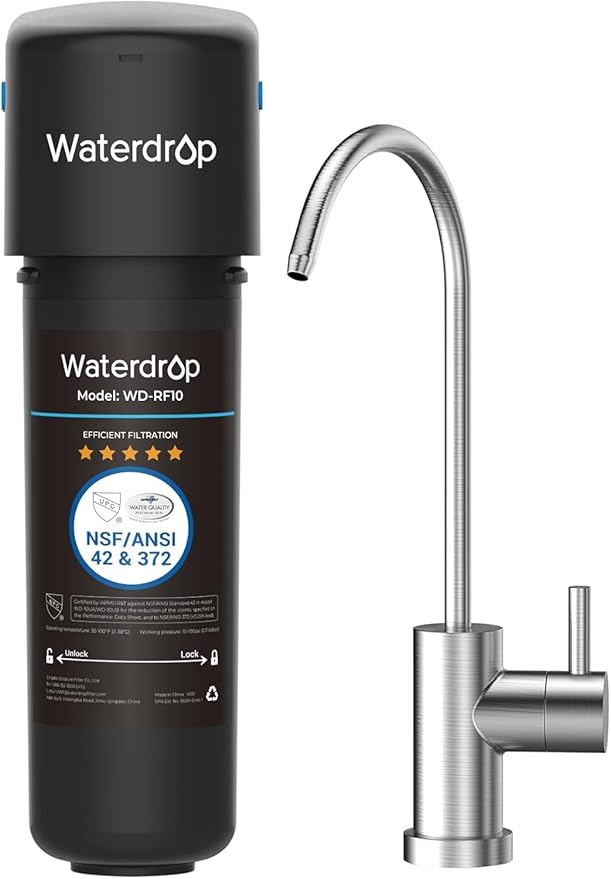 Waterdrop 10UB Under Sink Water Filter, Reduces PFAS, PFOA/PFOS, Lead, Chlorine, Bad Taste, NSF/ANSI 42 Certified, 8K Gallons, Easy Installation