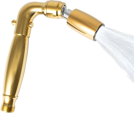 High Sierra® Solid Metal Handheld Shower Head, Lead-Free, with Built-In Trickle Valve. Shower Hose and Holder Not Included. Low Flow 1.5 GPM. Polished Brass