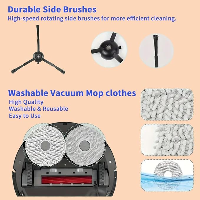 21 Pack Replacement Parts Compatible with Qrevo/P10【Not for Qrevo S/Qrevo Pro】 Robot Vacuum, Q Revo Accessory Replacement Kits with1 Rolling Brush,4 HEPA Filters,6 Dust Bags,6 Mop Pads,4 Side Brushes