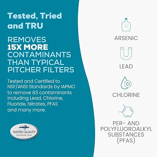 Aqua TRU Carafe | Countertop Water Purifier for PFAS and Other Contaminants with Exclusive 4-Stage Ultra Reverse Osmosis Technology (No Plumbing or Installation Required) | BPA Free