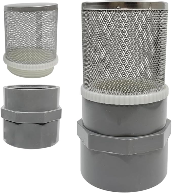 2" Stainless Steel Filter Cover Connected to 2 inch/DN50 Grey PVC Filter Water Pipe, Suction Strainers Used to Remove Debris and Reduce Solid Entry（1pcs）