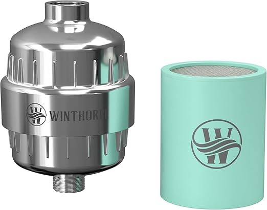 Shower Filter for 100% Water Filtration - Shower Head Filter Softens Hard Water, Removes Chlorine, Toxins, and Heavy Metals for Healthier Skin and Hair - Shower Water Filter by Winthorpe