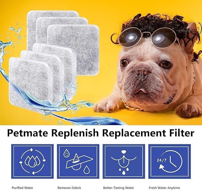 20pack Dog Water Filter Replacement，Dog Water Bowl Dispenser Compatible With Petmate Replendish Mason Automatic Gravity Waterer Bowls，Pet Filters for Water Fountain