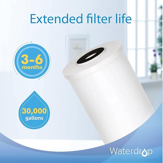 Waterdrop FXHTC Whole House Carbon Water Filter, Replacement for GE® FXHTC, GXWH40L, GXWH35F, Culligan® RFC-BBSA, American Plumber W10-PR, W10-BC, WRC25HD, 10" x 4.5" Cartridge, 5 Micron, Pack of 4