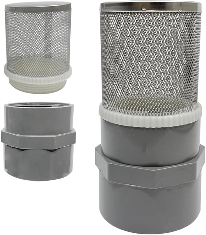 1" Stainless Steel Filter Cover Connected to 1 inch/DN25 Grey PVC Filter Water Pipe, Vent Cap Suction Strainers Used to Remove Debris and Reduce Solid Entry(1pcs)