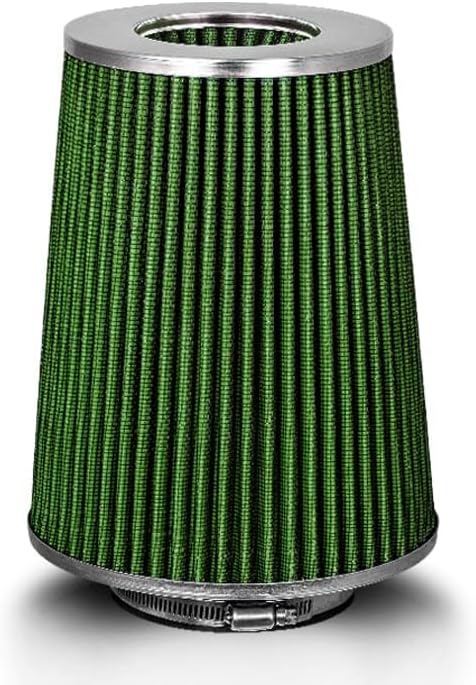 GREEN 4" 102 mm Inlet Truck Cold Air Cone Replacement Performance Washable Clamp-On Dry Air Filter (8" Tall)
