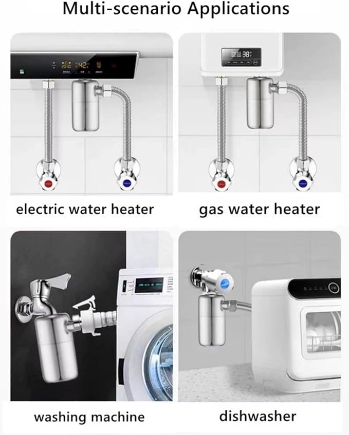 Spin Down Sediment Filter, Stainless Steel Reusable Sink Water Filter, Water Softener for Water Heater G 1/2'' Thread Washing Machine Dishwasher Shower Faucet, Prevent Impurity (Model A)