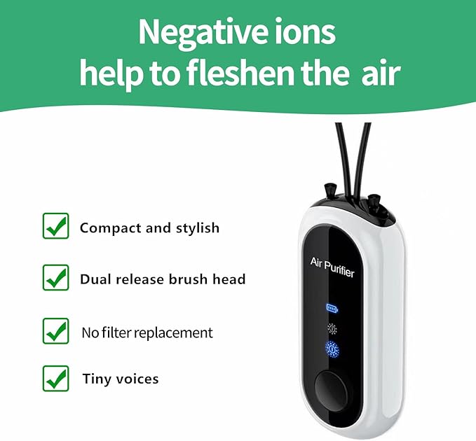 Wearable Negative Ion,Portable Negative Ion Generator Necklace for Purifying Around the Body Smoke,Peculiar Smell, Shape Fashion and for Party,Sports,Outdoor,Home Mini Anion