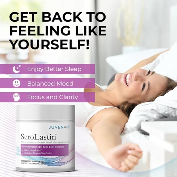 Juvenon Menopause Supplements for Women Mood Support, Hot Flashes Relief, Peri-Menopausal Support, Hormone Balance, Promote Calm, Energy, Clarity, Sleep, Natural Herbal Supplement, (30 Capsules)