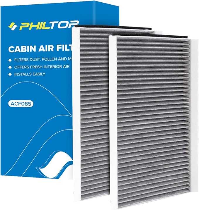 PHILTOP Cabin Air Filter, Replacement for CF10103 528i 530i 535i 535xi 525i 528xi 530xi 645Ci 650i 550i 545i 525xi M5 M6, Premium ACF085 Cabin Filter with Activated Carbon Filter Up Dust Pollen Odor