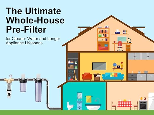 Airthereal Spin Down Water Sediment Filter, Pre-Filtration System for Whole Home, Water Filter for City and Well Water, 40 Micron Reusable Sediment Backwash Filter with 1" MNPT + 3/4" FNPT Connector